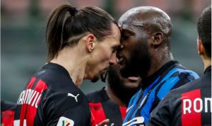 Hasil Coppa Italia, Inter lolos ke babak semifinal setelah mengalahkan AC Milan dengan skor 2-1, Rabu dinihari WIB. Konflik Ibrahimovic dan Lukaku. (Twitter@brfootball)