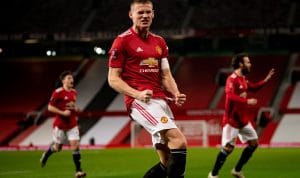 Hasil Piala FA, Manchester United lolos. McTominay merayakan gol ke gawang Watford di babak ketiga Piala FA, Minggu dini hari WIB. (Twitter@ManUtd)