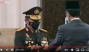 Jokowi melantik Jenderal Listyo Sigit Prabowo jadi Kapolri gantikan Idham Aziz, Rabu, 27 Januari 2021 (Tangkaplayar YouTube Sekrestaris Presiden)