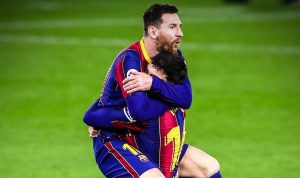 Hasil LIga Spanyol, Bercalona menang 3-2 atas Real Betis, Senin dini hari WIB, Lionel Messi cetak 1 go Barcal. (Twitter@brfootball)