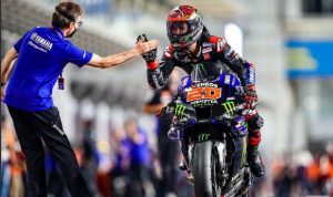 Pembalap Yamaha Fabio Quartararo raih pole position di babak kualifikasi MotoGP Portugal 2021. (Twitter@fabioquartararo)