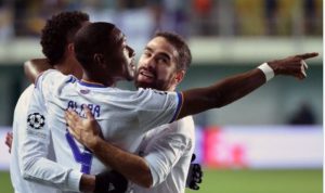 David Alaba merayakan gol yang dicetaknya