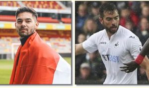 Sandy Walsh (kiri) dan Jordi Amat (kanan)