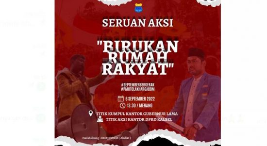 Tolak Kenaikan harga BBM, Hari Ini Mahasiswa Anggota PMII demo di DPRD Kalsel, Selasa (692022). (Tangkaplayar WAG)