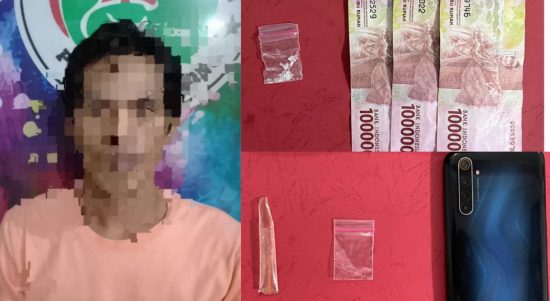 Residivis kasus narkoba AL (43) beserta barang bukti yang kini sudah diamankan polisi Humas Polres Tabalong/Kalimantanlive.com.