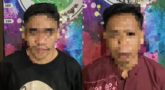 Pelaku AM (kiri) dan AR (kanan) diringkus petugas Polres Tabalong atas kepemilikan narkoba jenis sabu Humas Polres Tabalong/Kalimantanlive.com/ A Hidayat