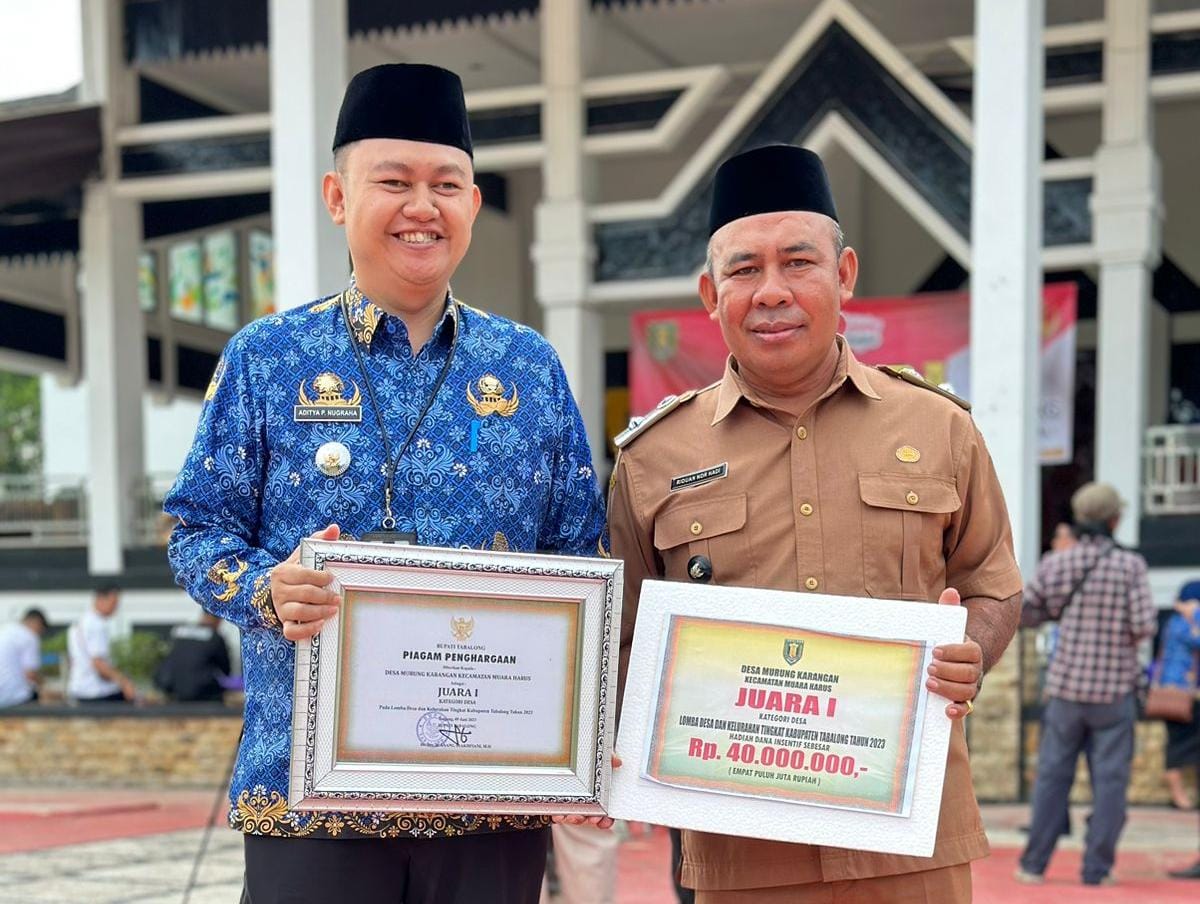 Keberhasilan meraih peringkat pertama lomba desa menjadi suatu kebanggaan pemerintah Desa Murung Karangan, Kecamatan Muara Harus, Kabupaten Tabalong. (Kalimantanlive.com/ A Hidayat).