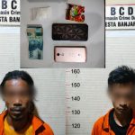 Tim buru sergap (Buser) Polsek Banjarmasin Barat meringkus dua pria pengedar sabu di TKP Jalan Purnasakti Gang Hasan Yamani Kecamatan Banjarmasin Barat, Jumat (23/6/23) kemarin. (Kalimantanlive.com/Ilham)