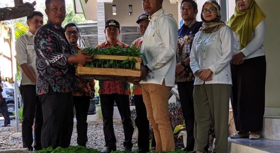 Perwakilan pengurus Hipmi Tabalong saat menyerahkan secara simbolis bibit cabai tiung tanjung kepada warga (Kalimantanlive.com/ A Hidayat)