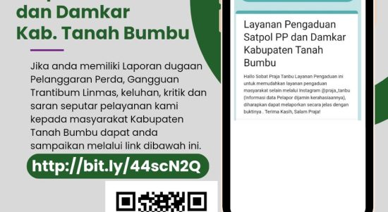 Satuan Polisi Pamong Praja dan Damkar Kabupaten Tanah Bumbu, kini telah membuka aplikasi layanan pengaduan. (Kalimntanlive.com/Desy).