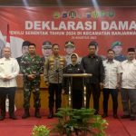 Deklarasi Pemilu Damai 2024 di Banjarmasin Timur dihadiri Kapolresta Banjarmasin Kombes Sabana, Ketua KPU Kota Banjarmasin dan pihak terkait, Rabu (3082023). (Kalimantanlive.com Ilham)