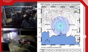 Gempa bermagnitudo 4,5 terjadi di Kabupaten Kotawaringin Timur (Kotim) pada Senin dinihari pukul 01.27 WIB. Info dari Instagram @SampitInfo. (tangkap layar instagram@SampitInfo)