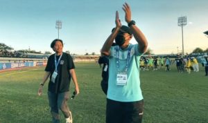 Pelatih Barito Putera Rahmad Darmawan dan manajer Barito Putera Hasnuryadi Sulaiman usai laga. (Kalimantanlive.com Ilham)