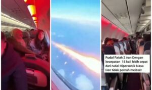 Video rudal Iran melintas di samping pesawat komersial. (tangkap layar X@neVerAl0nely___)